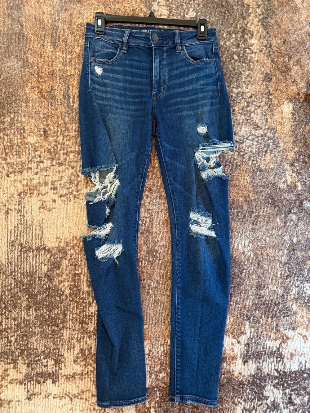 American Eagle Dark Blue Distressed Women's Jeans #0135